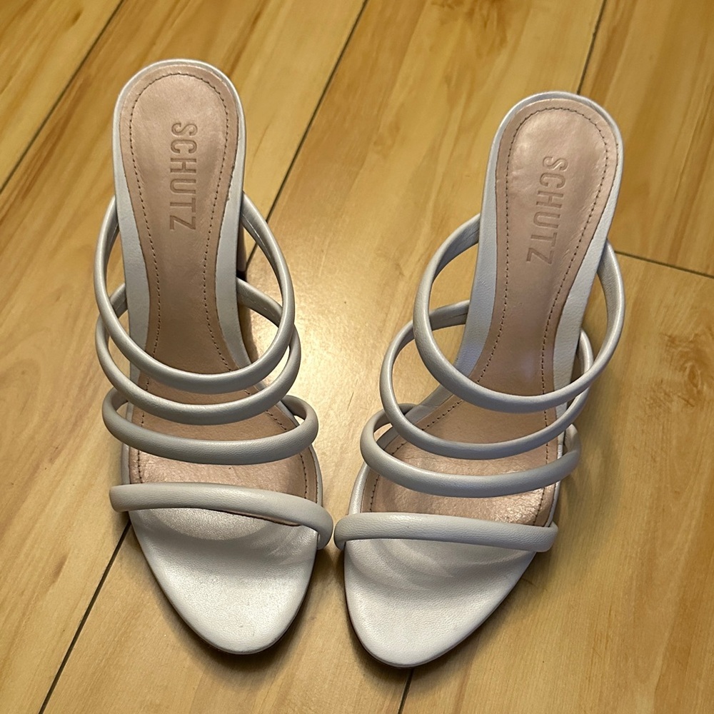 SCHUTZ White Strappy Heels